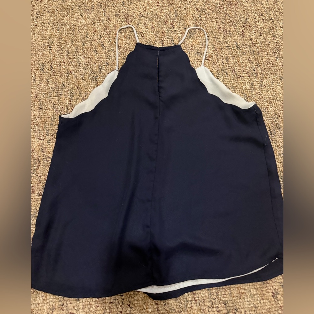 Navy Racerback Blouse Tank - Picture 3 of 4